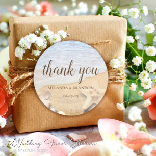 Starfish and Shells Beach Wedding Thank You Classic Round Sticker