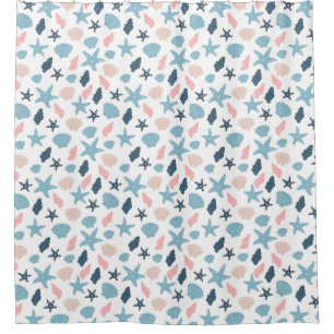 Starfish and shells pattern shower curtain