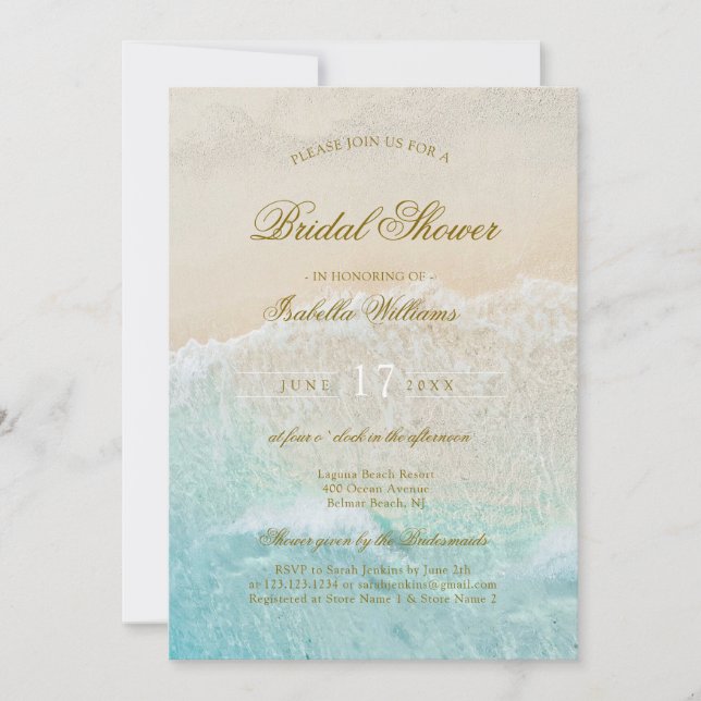 Starfish and Shells Tropical Beach Bridal Shower Invitation (Front)