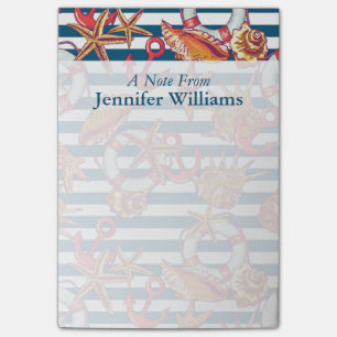 Starfish And Stripes Pattern   Add Your Name Post-it Notes