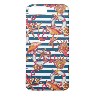Starfish And Stripes Pattern iPhone 8 Plus/7 Plus Case