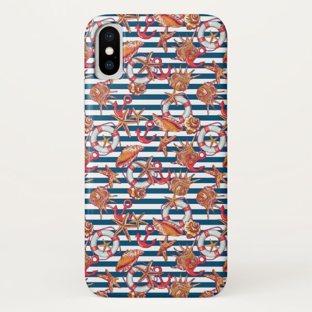 Starfish And Stripes Pattern Case-Mate iPhone Case (Back)