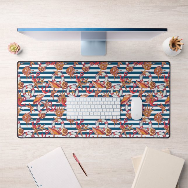 Starfish And Stripes Pattern Desk Mat (Office 1)