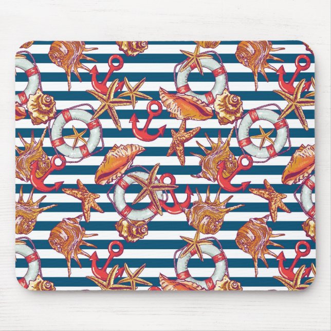 Starfish And Stripes Pattern Mouse Pad (Front)