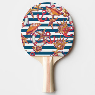Starfish And Stripes Pattern Ping Pong Paddle