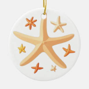Starfish and the Small Ones Ceramic Ornament