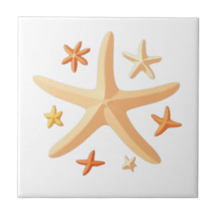 Starfish and the Small Ones Ceramic Tile