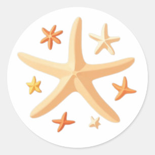 Starfish and the Small Ones Classic Round Sticker