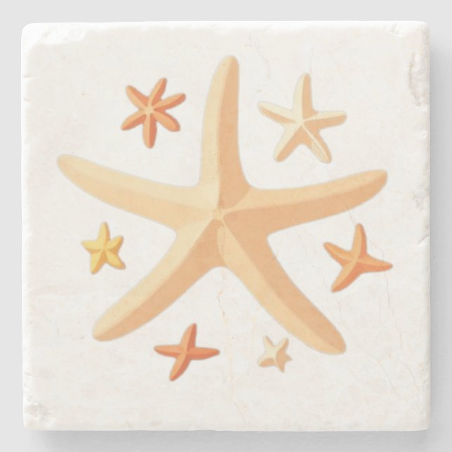Starfish and the Small Ones Stone Coaster (Front)