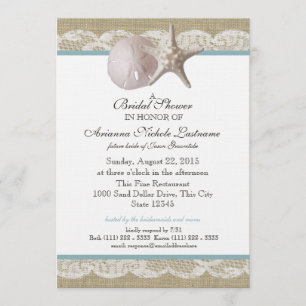 Starfish and White Lace Bridal Shower Invitation