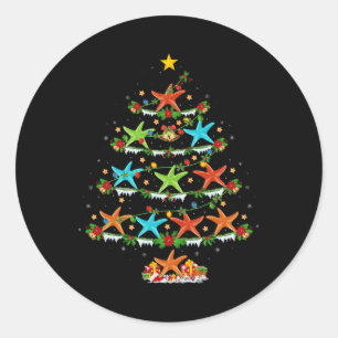 Starfish Animal Lover Xmas Lighting Starfish Chris Classic Round Sticker