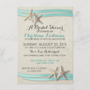 Starfish Aqua Beach Bridal Shower Invitation
