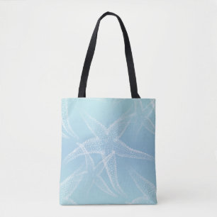 Starfish Aqua Blue Beach Tote Bag