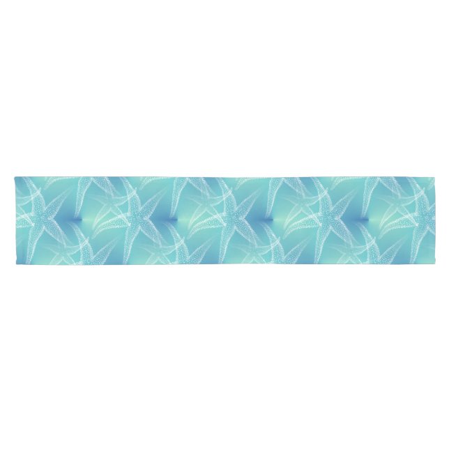 Starfish Aqua Blue Sea Beach Table Runner (Horizontal)
