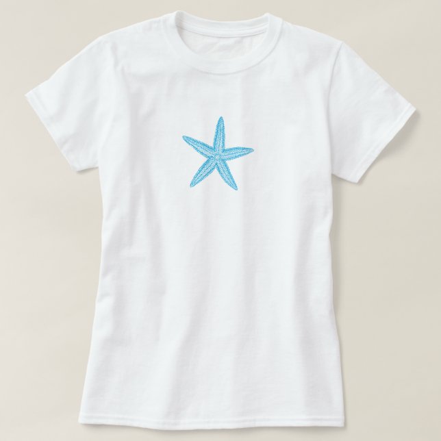 Starfish Aqua Blue T-Shirt (Design Front)