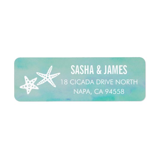 Starfish Aqua Return Address Labels