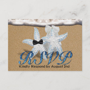 Starfish Beach Aqua RSVP Card