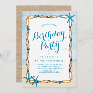 Starfish Beach Birthday Party Invitation