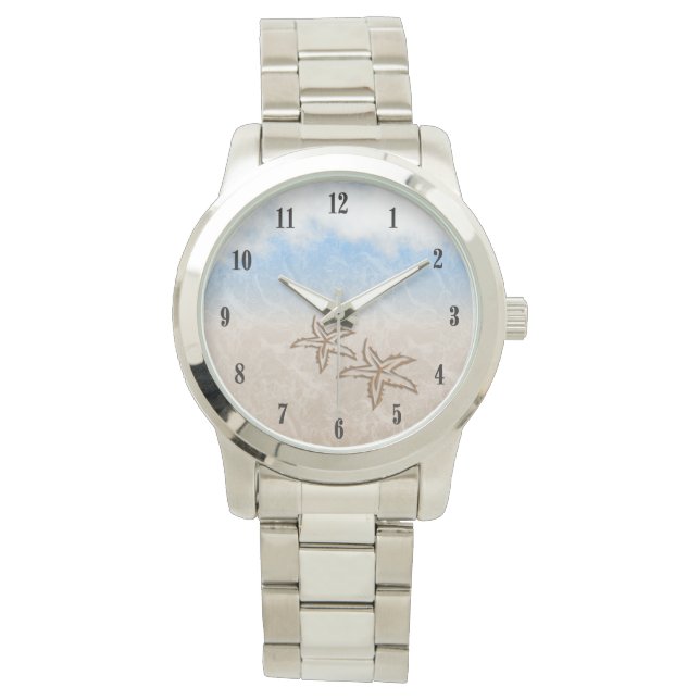 Starfish Beach Black Numbers Watch (Front)