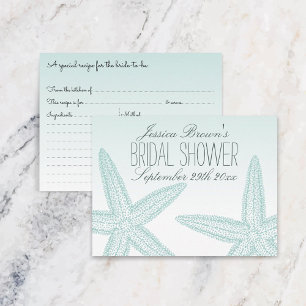 Starfish Beach Bridal Shower Recipe Cards