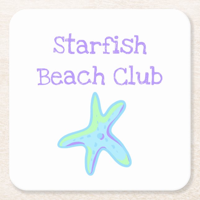 Starfish Beach Club Square Paper Coaster (Front)
