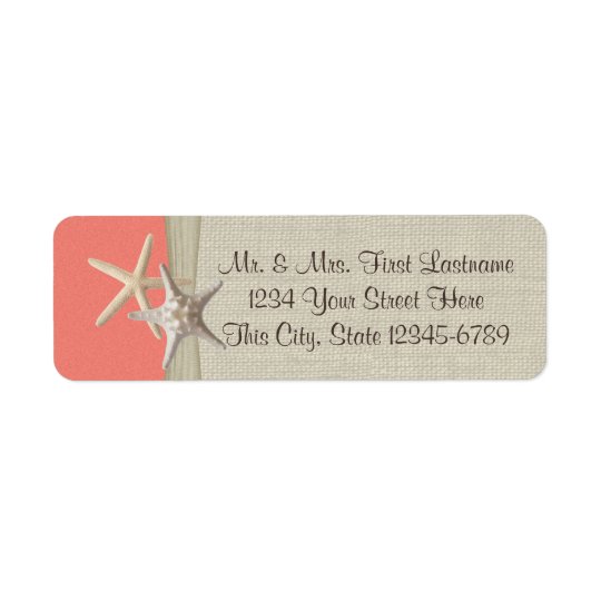 Starfish Beach Coral Return Address Label