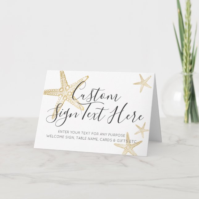Starfish Beach Destination Wedding Sign Table Card (Front)