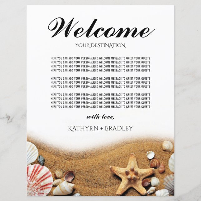 Starfish Beach Destination Welcome Wedding Letter (Front)