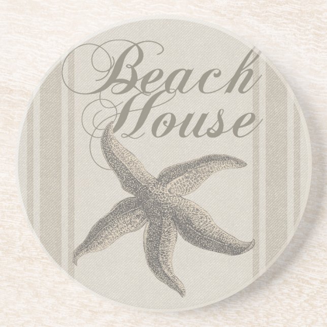 Starfish Beach House Seashore Coastal Coaster (Front)