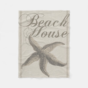 Starfish Beach House Seashore Coastal Fleece Blanket