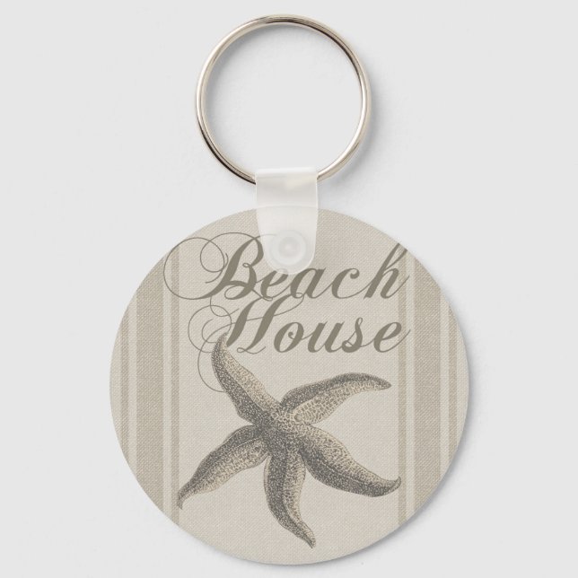 Starfish Beach House Seashore Coastal Key Ring (Front)