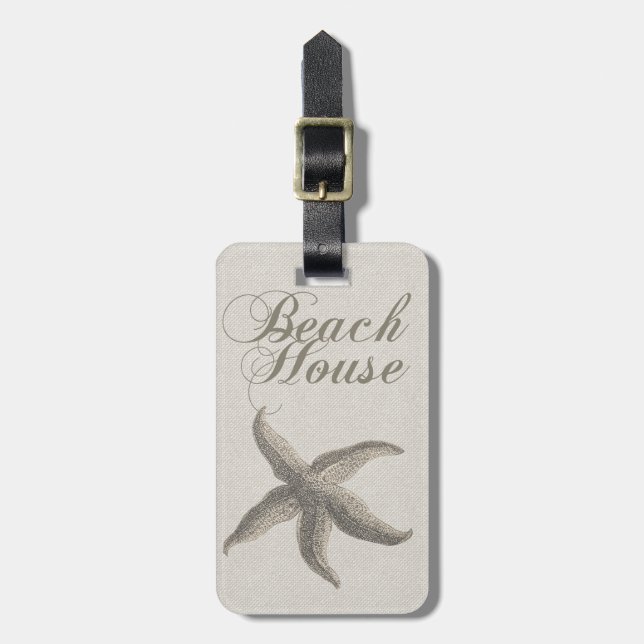 Starfish Beach House Seashore Coastal Luggage Tag (Front Vertical)