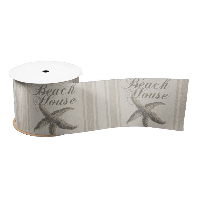 Starfish Beach House Seashore Coastal Satin Ribbon (Spool)