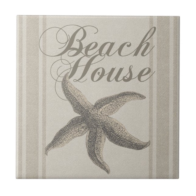 Starfish Beach House Seashore Coastal Tile (Front)