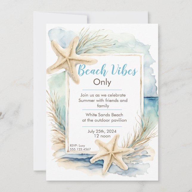 Starfish Beach Invitation Template (Front)