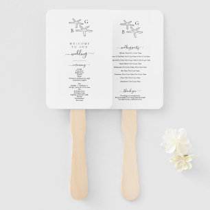 Starfish Beach Monogram Wedding Program Hand Fan