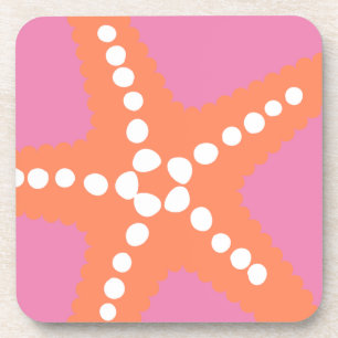 Starfish Beach Ocean Preppy Pink Orange Fun Coaster