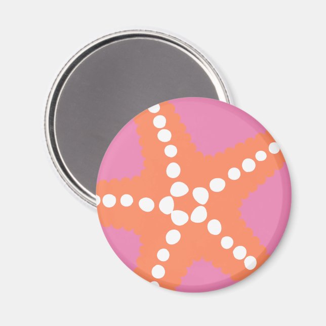 Starfish Beach Ocean Preppy Pink Orange Fun Magnet (Front/Back)