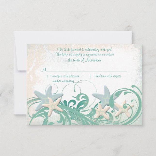 Starfish Beach or Destination Wedding Reply Card (Front)