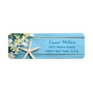 Starfish Beach Return Address Labels With Orchids