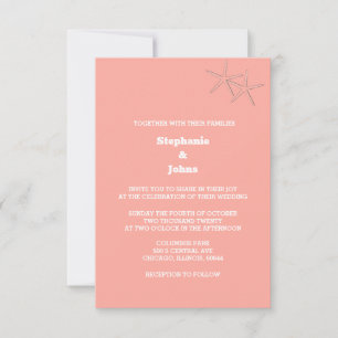 Starfish Beach Salmon Orange Custom Colour Wedding Invitation