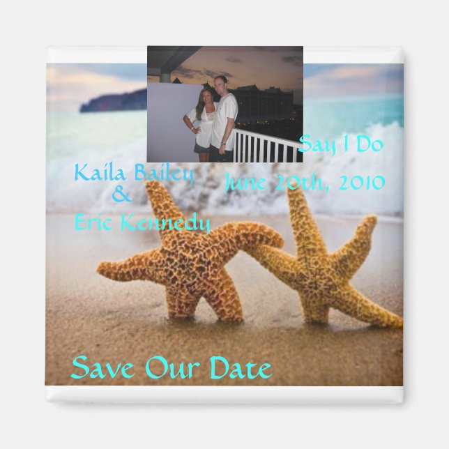 Starfish Beach Save the Date Photo Magnet (Front)