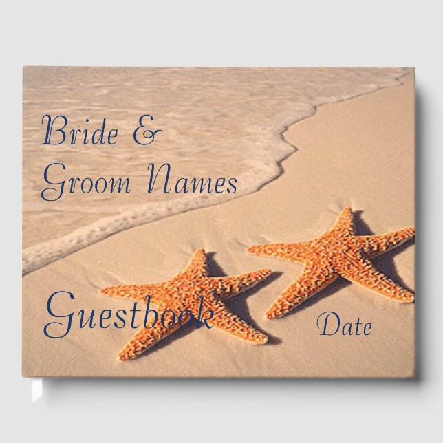 Starfish Beach Seaside Wedding or Shower Guestbook (Front)