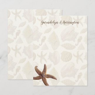 Starfish Beach Shells Blank Personalised Notes Invitation