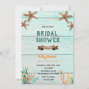Starfish beach shower theme invitation