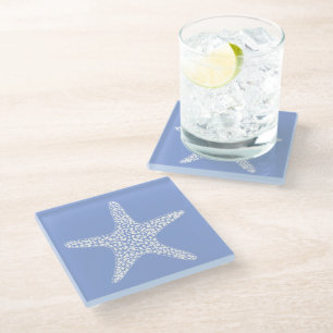 Starfish beach summer nautical design glass coaster
