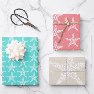 Starfish Beach Summer Wedding Pattern Wrapping Paper Sheet