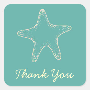 Starfish Beach Thank You Stickers