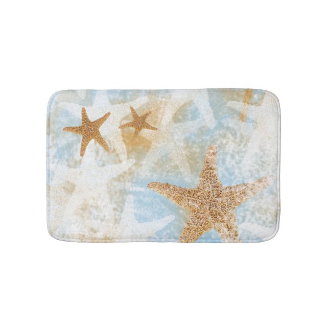 Starfish Beach Theme Coastal Bath Mat (Front)