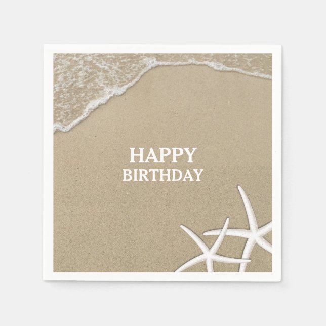Starfish Beach Theme Happy Birthday Napkin (Front)